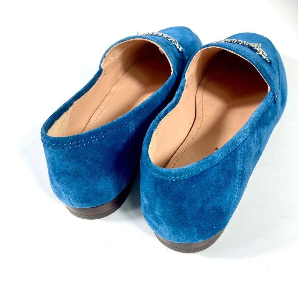 Coach Hanna Suede Logo Loafers Blue Size 6 NEW